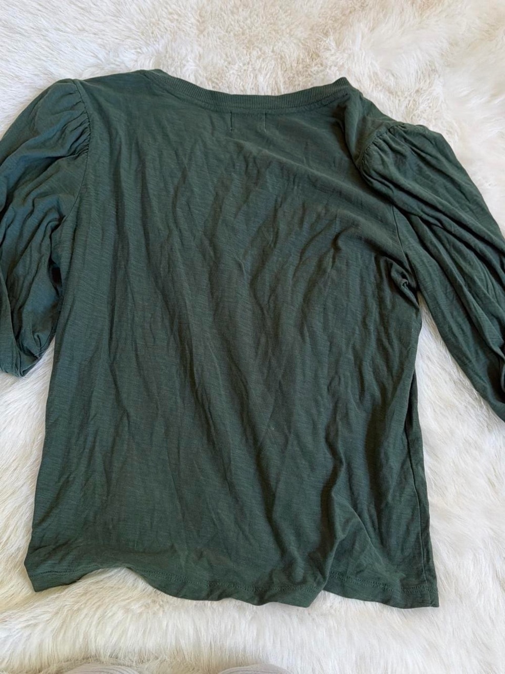 Nation LTD Olive Green Puff Sleeve Long Sleeve Top Size Large - Picture 6 of 6